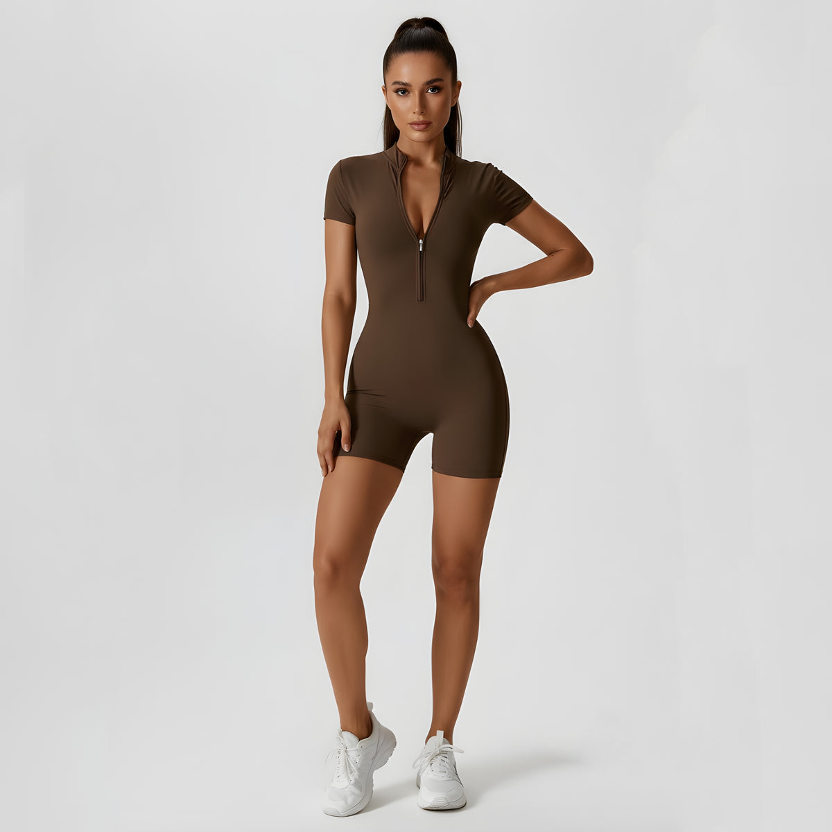 Essence SculptFit™ Short Sleeve Zip-Front Compression Jumpsuit